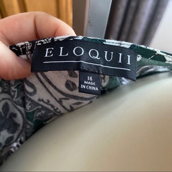 Eloquii Easy Paisley Boat Neck Knee Length Rayon Bohemian Floral Dress with Tie - Picture 12 of 12